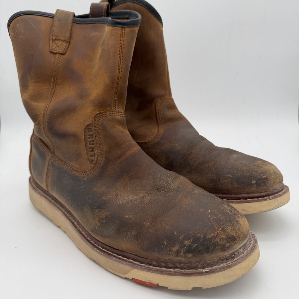 Brunt The Bolduc Unlined Soft Toe Work Boots Mens 12 Brown Leather Wedge Sole EH